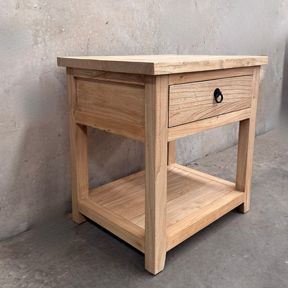 Heritage 1 Drawer No Door Bedside | Natural | 60 cm