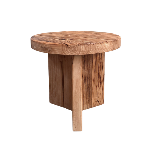 Panel Round Side Table | Rustic | 50 cm