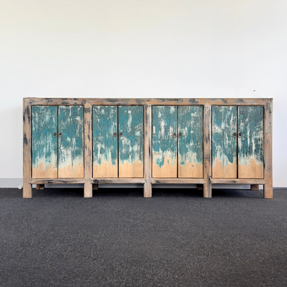 Distressed Blue 8 Door Buffet | Painted | 220 cm