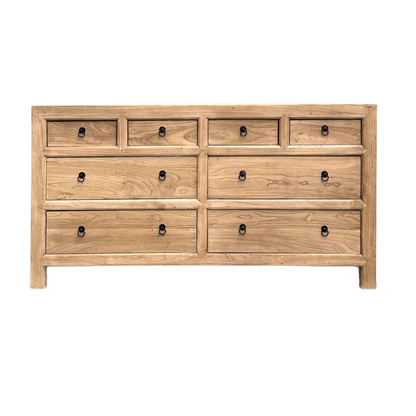 Linear 8 Drawer Chest Cabinet | Natural | 160 cm