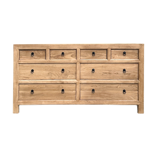Linear 8 Drawer Chest Cabinet | Natural | 160 cm