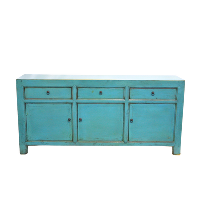 Lacquered Buffet 3 Drawer 3 Door - Blue