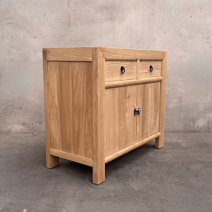 Linear 2 Drawer 2 Door Cabinet | Natural | 90 cm