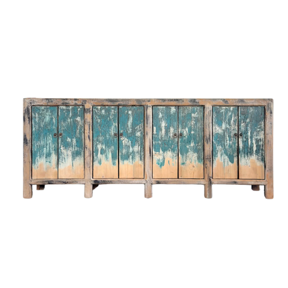 Distressed Blue 8 Door Buffet | Painted | 220 cm