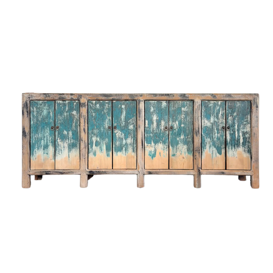 Distressed Blue 8 Door Buffet | Painted | 220 cm