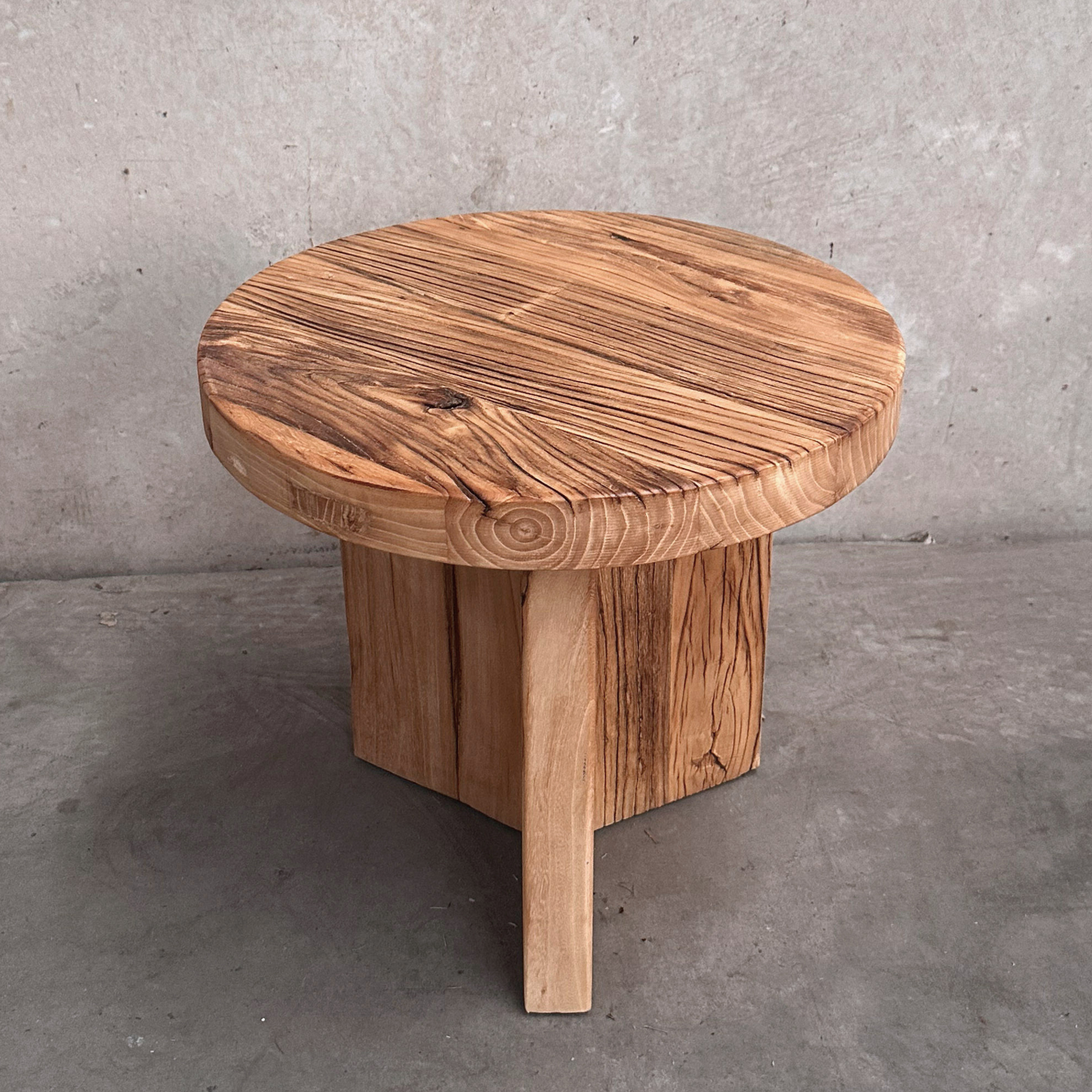 Panel Round Side Table | Rustic | 50 cm