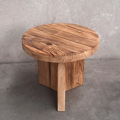 Panel Round Side Table | Rustic | 50 cm
