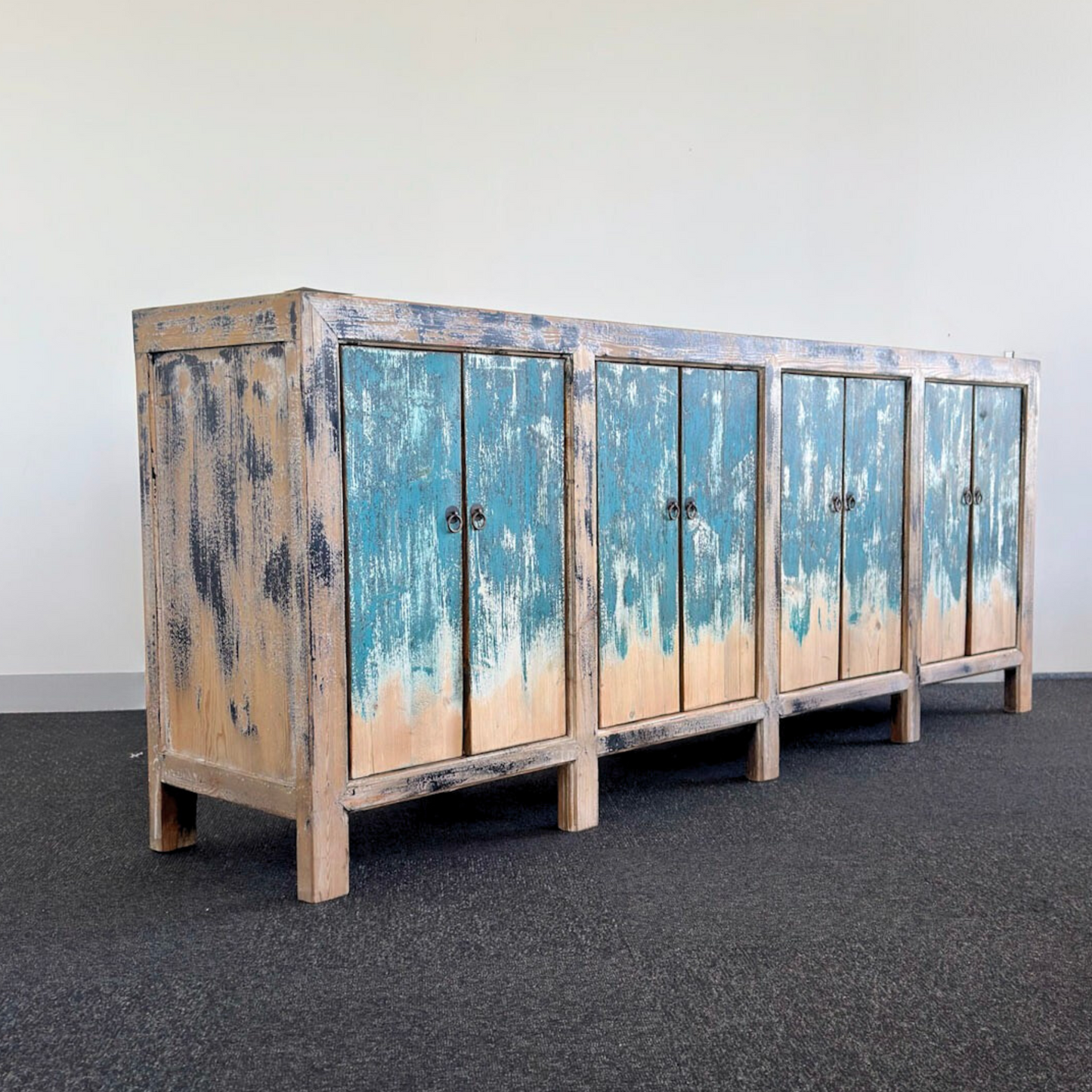 Distressed Blue 8 Door Buffet | Painted | 220 cm