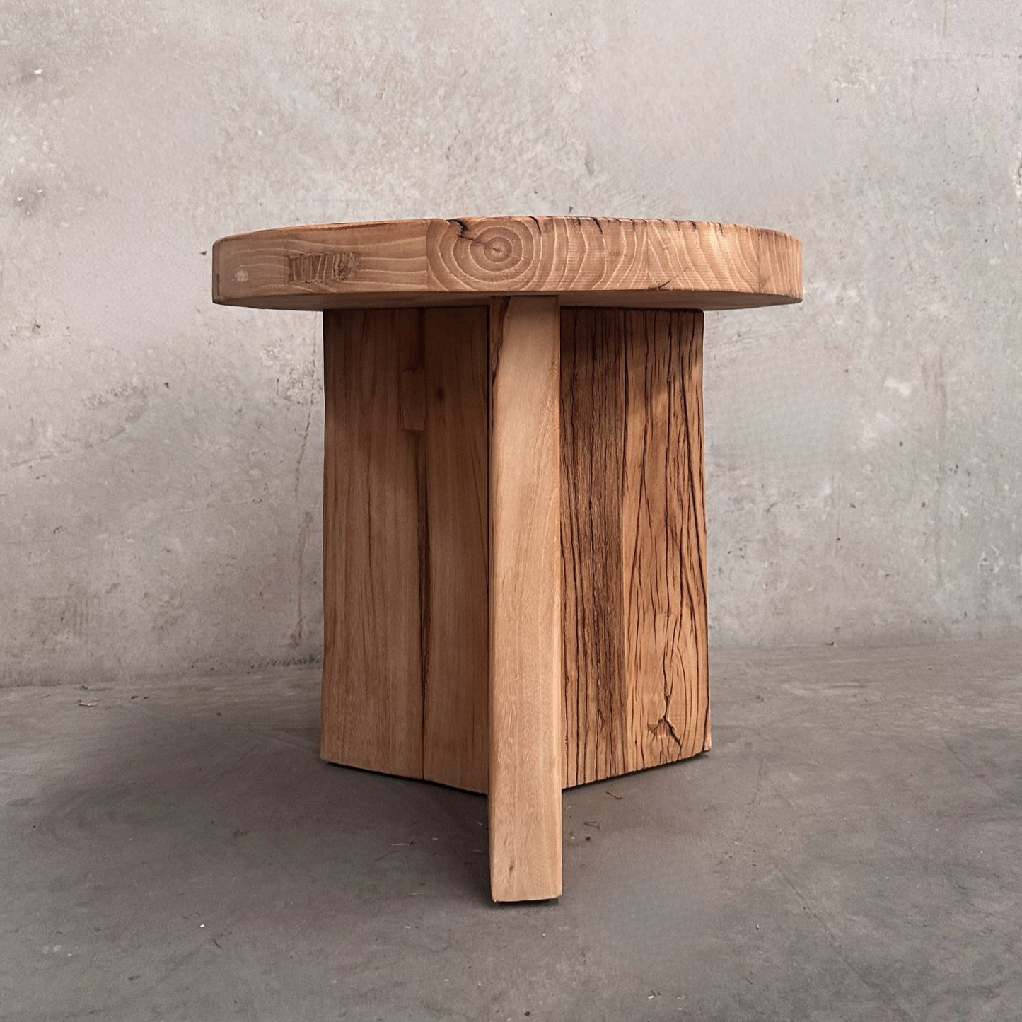 Panel Round Side Table | Rustic | 50 cm