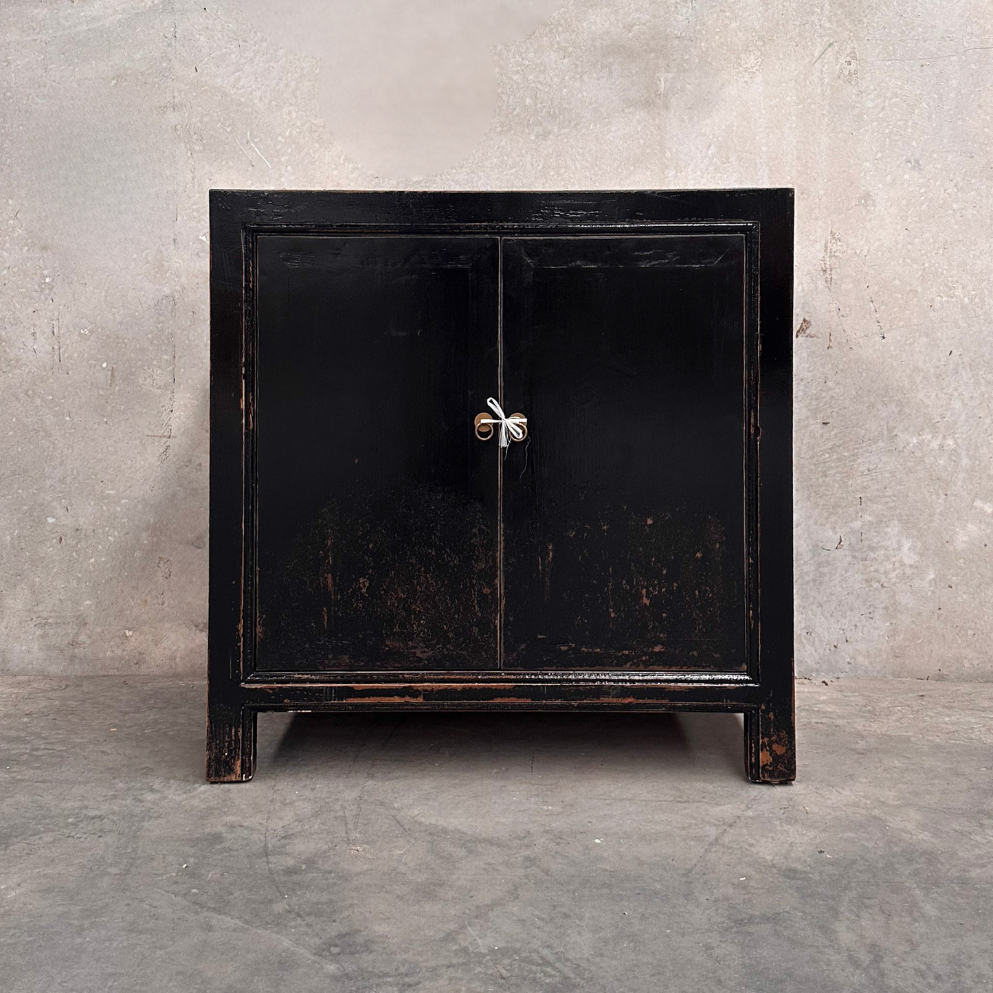 Linear 2 Door Cabinet | Black Distressed | 90 cm
