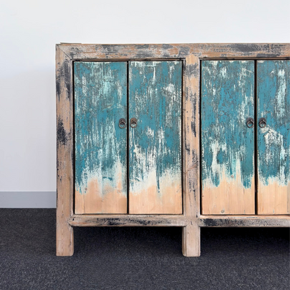 Distressed Blue 8 Door Buffet | Painted | 220 cm