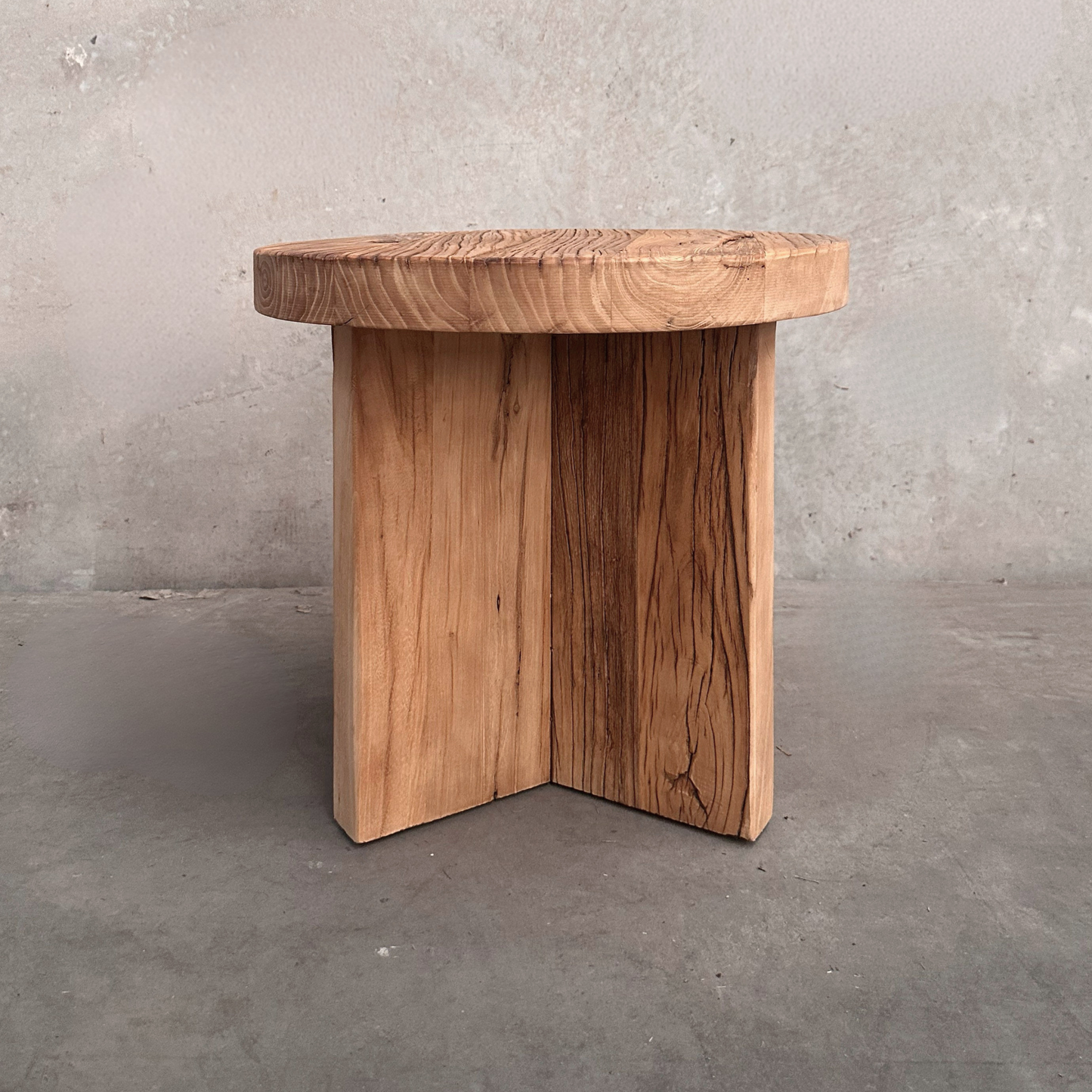 Panel Round Side Table | Rustic | 50 cm