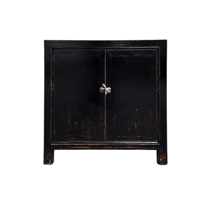 Linear 2 Door Cabinet | Black Distressed | 90 cm