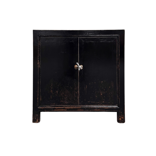 Linear 2 Door Cabinet | Black Distressed | 90 cm