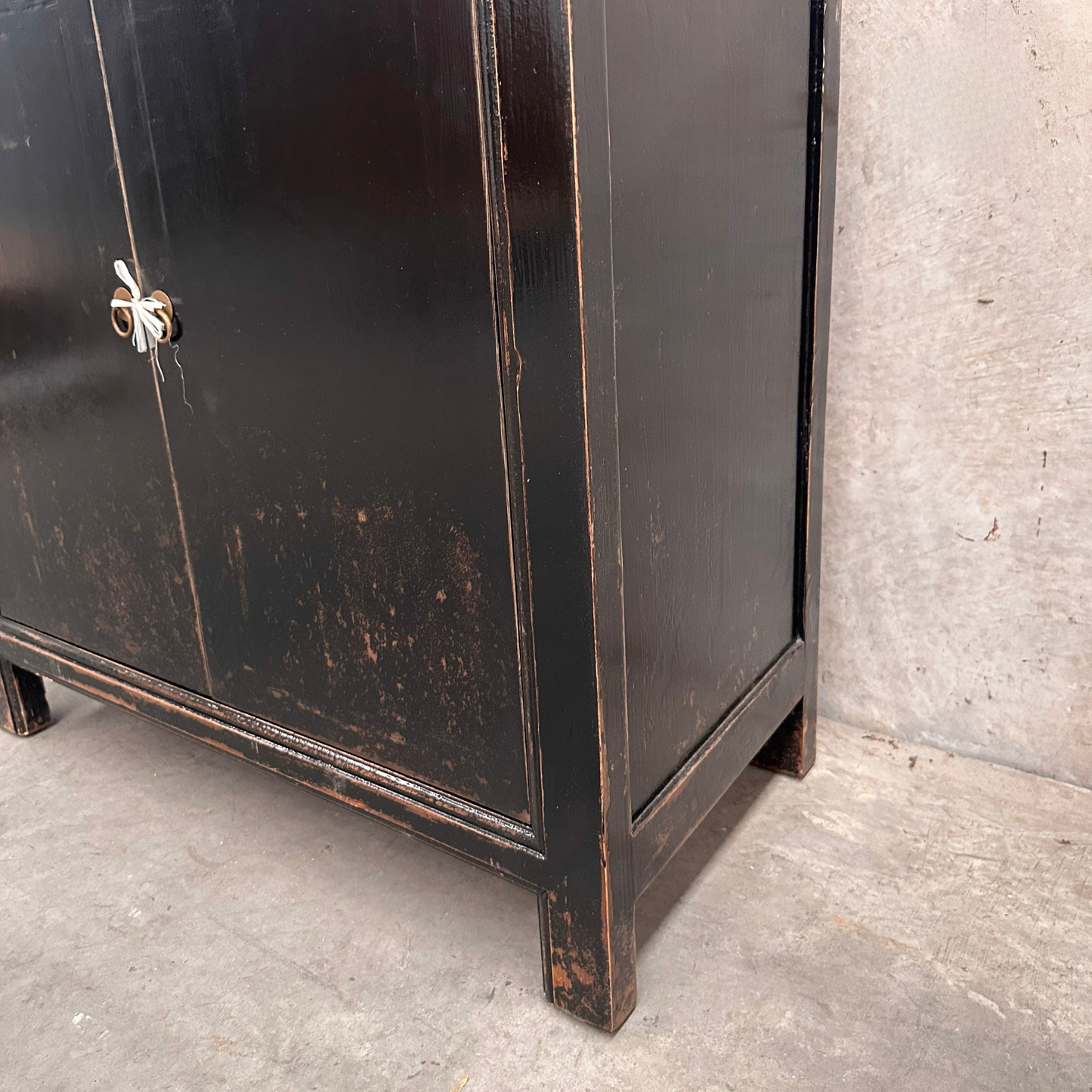 Linear 2 Door Cabinet | Black Distressed | 90 cm