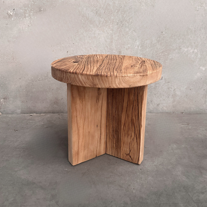 Panel Round Side Table | Rustic | 50 cm