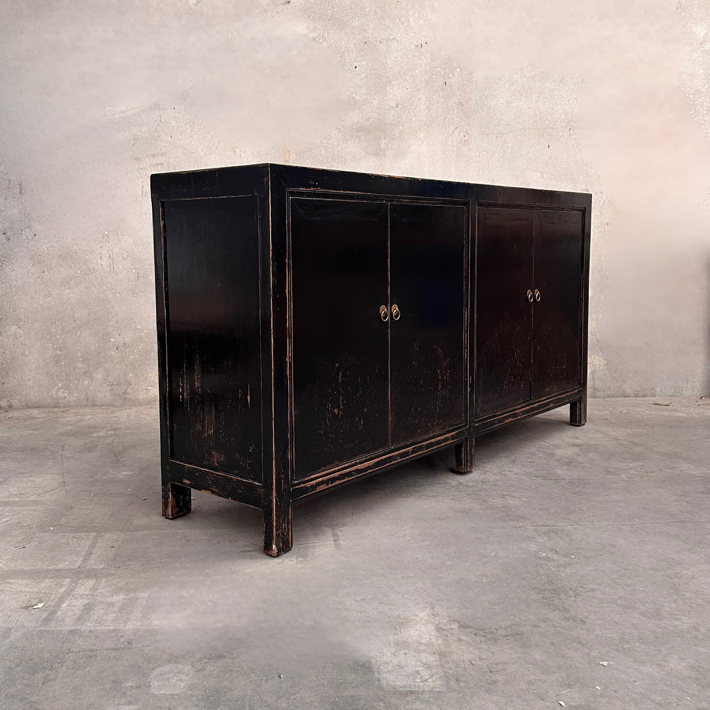 Linear 4 Door Cabinet | Black Distressed | 175 cm