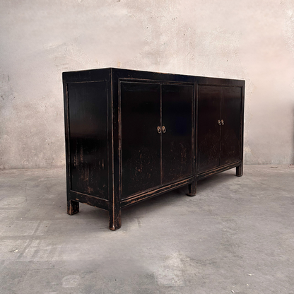 Linear 4 Door Cabinet | Black Distressed | 175 cm