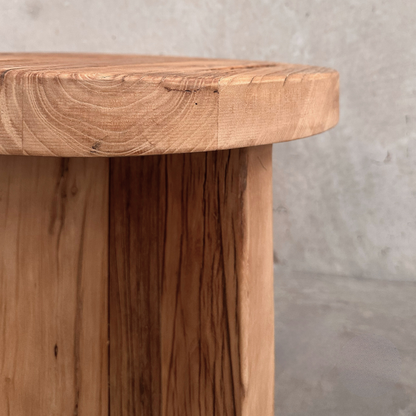 Panel Round Side Table | Rustic | 50 cm
