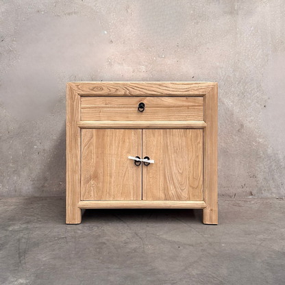 Linear 1 Drawer 2 Door Bedside | Natural | 75 cm