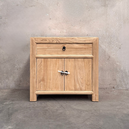 Linear 1 Drawer 2 Door Bedside | Natural | 75 cm