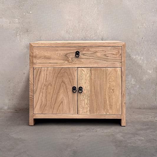 Linear 1 Drawer 2 Door Bedside | Natural | 70 cm