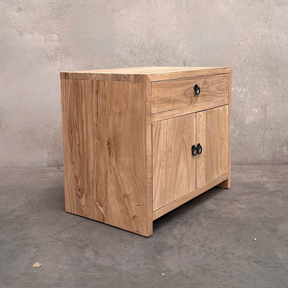 Linear 1 Drawer 2 Door Bedside | Natural | 70 cm