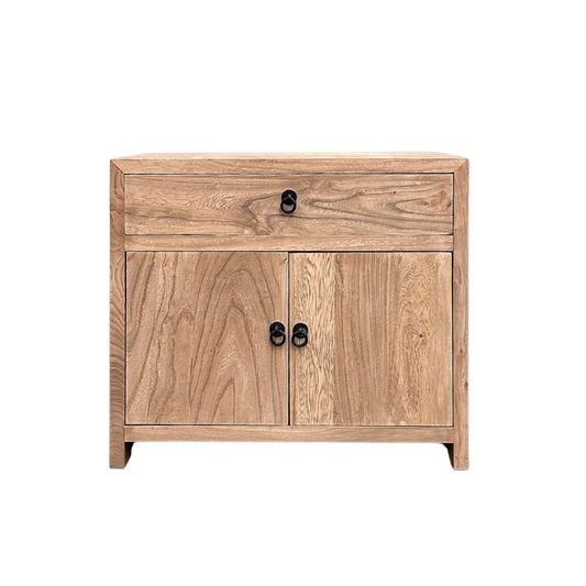 Linear 1 Drawer 2 Door Bedside | Natural | 70 cm