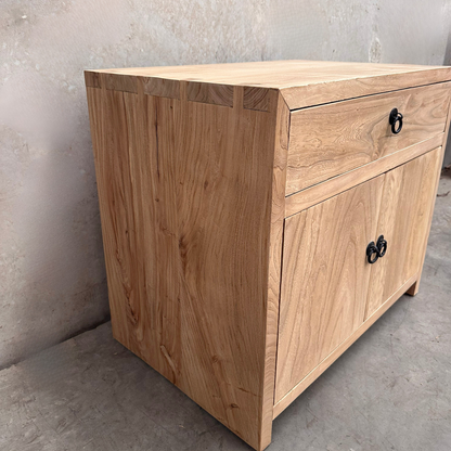 Linear 1 Drawer 2 Door Bedside | Natural | 70 cm