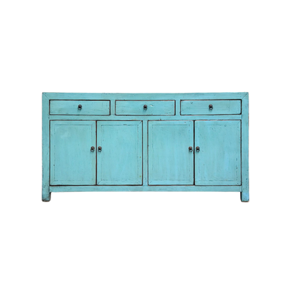 Linear 3 Drawer 4 Door Teal Cabinet | Lacquered | 165 cm