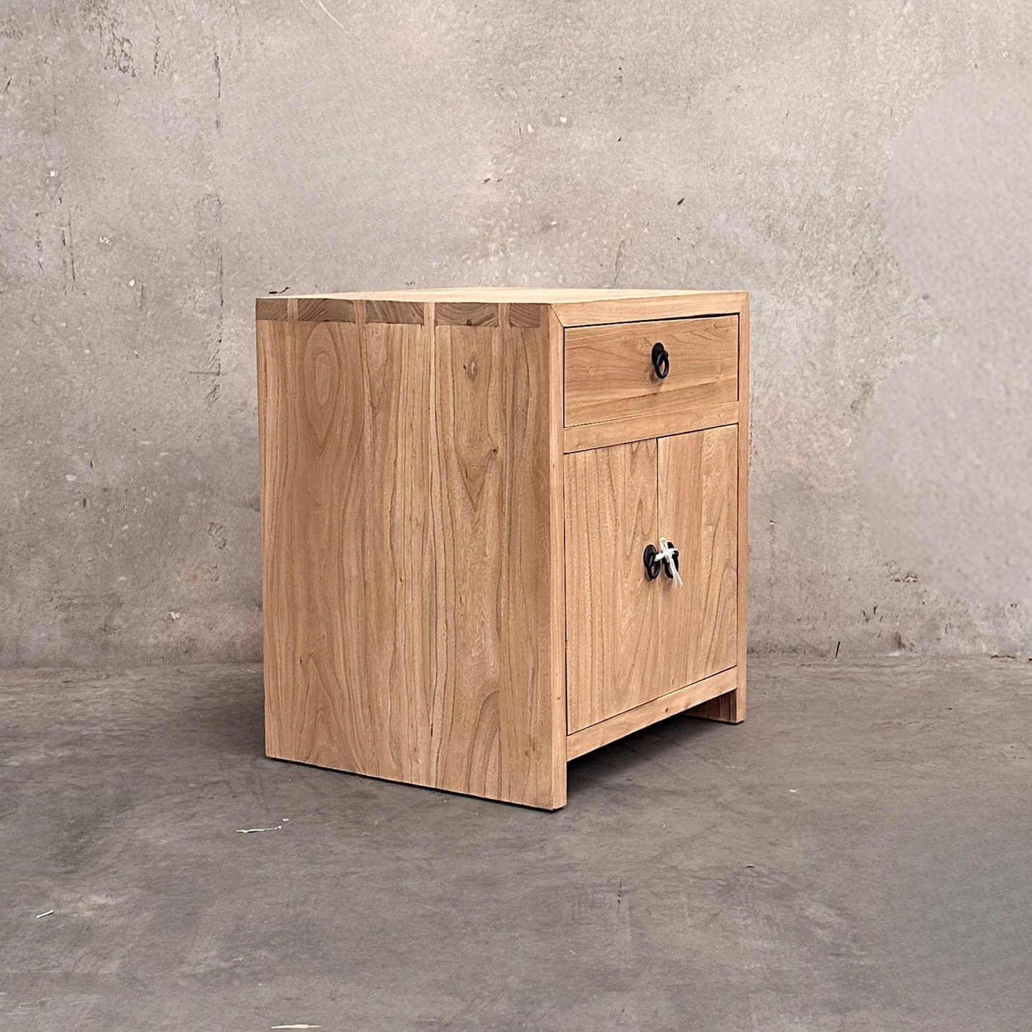 Linear 1 Drawer 2 Door Bedside | Natural | 50 cm