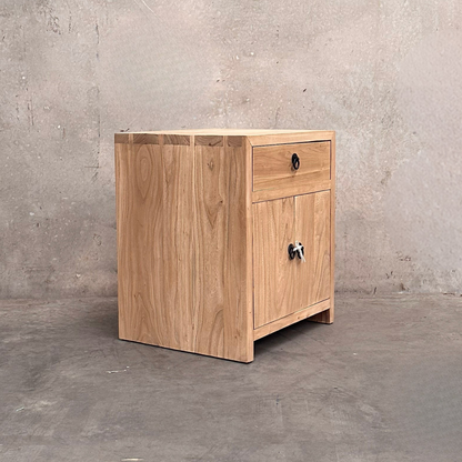 Linear 1 Drawer 2 Door Bedside | Natural | 50 cm