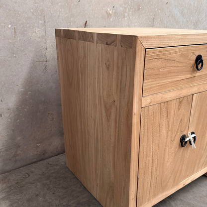 Linear 1 Drawer 2 Door Bedside | Natural | 50 cm