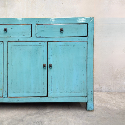 Linear 3 Drawer 4 Door Teal Cabinet | Lacquered | 165 cm