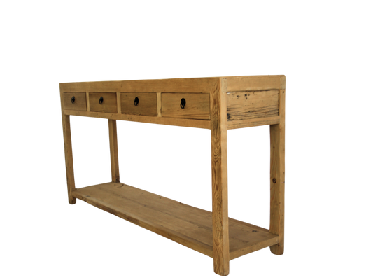 Reclaimed Elm Console Table - 4 Drawer