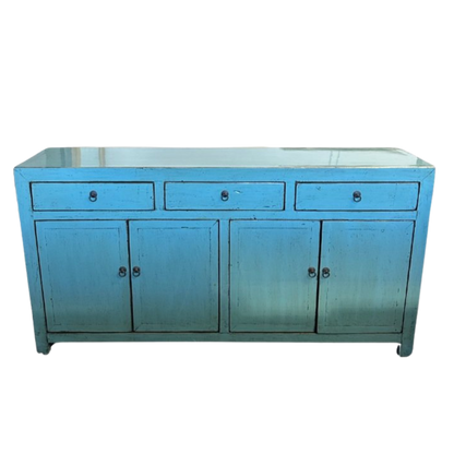 Lacquered Buffet 3 Door 4 Drawer- Blue