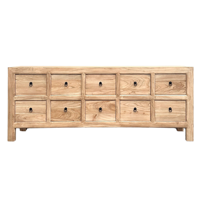 Linear 10 Drawer Cabinet | Natural | 210 cm