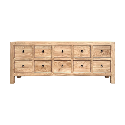 Linear 10 Drawer Cabinet | Natural | 210 cm
