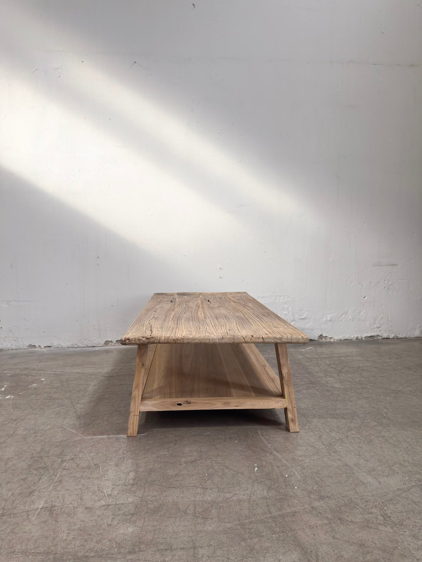Recycled Elm Coffee Table with Shelf - 1.6m