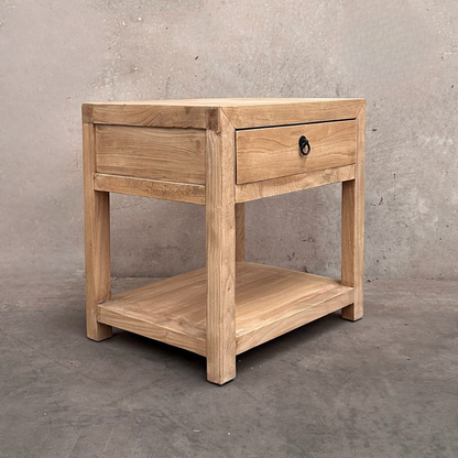 Linear 1 Drawer Open Bedside | Natural | 60 cm