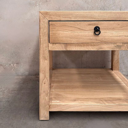Linear 1 Drawer Open Bedside | Natural | 60 cm