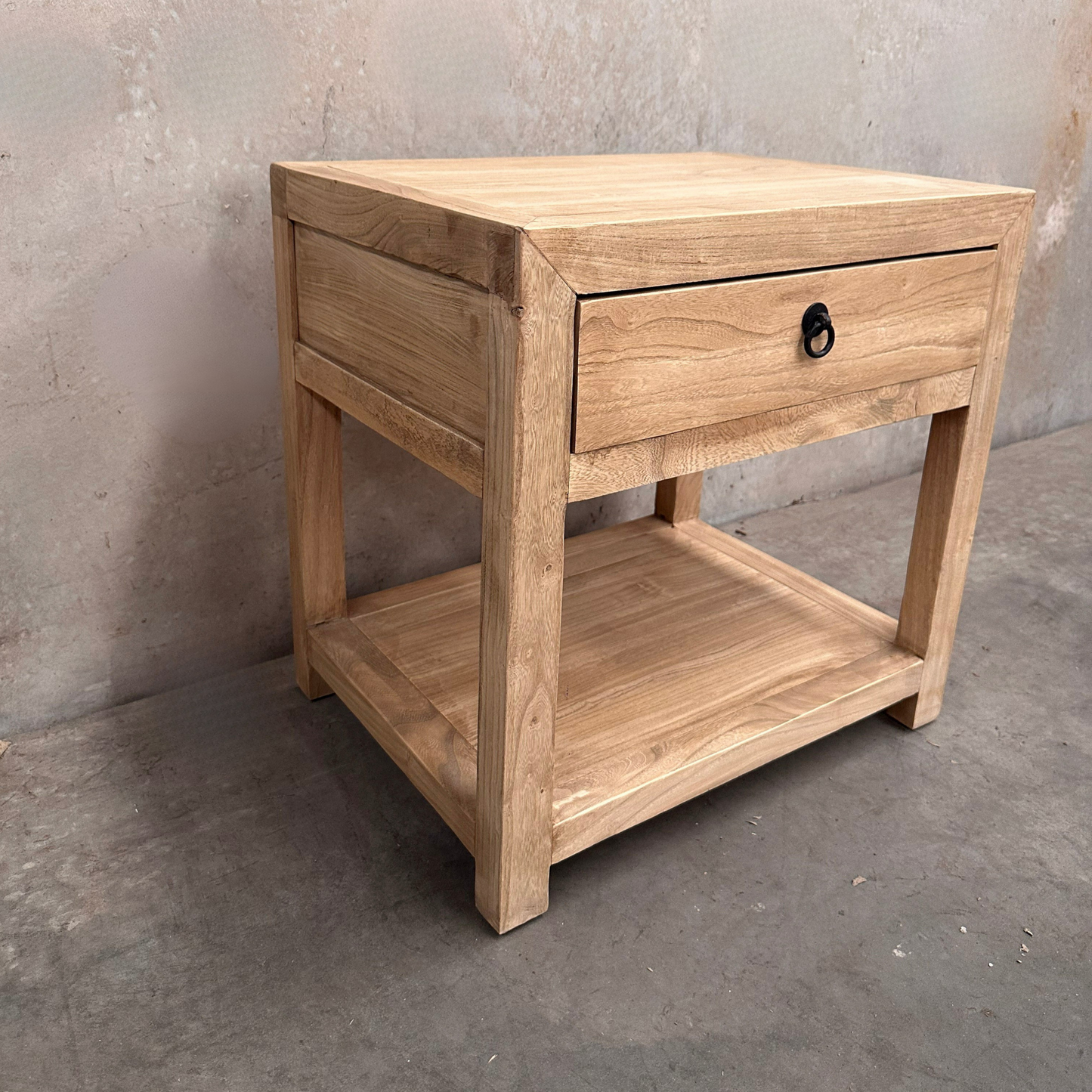 Linear 1 Drawer Open Bedside | Natural | 60 cm