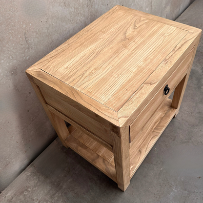 Linear 1 Drawer Open Bedside | Natural | 60 cm