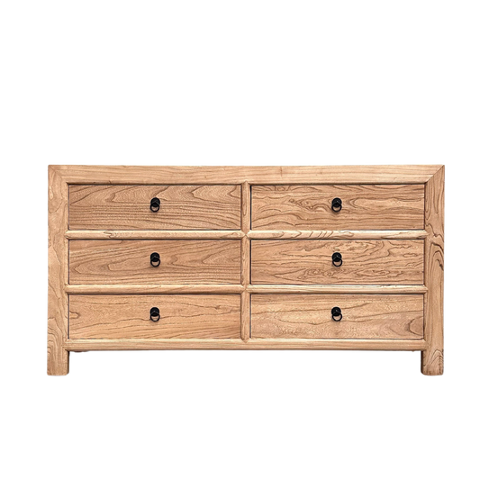 Linear 6 Drawer Cabinet | Natural | 160 cm