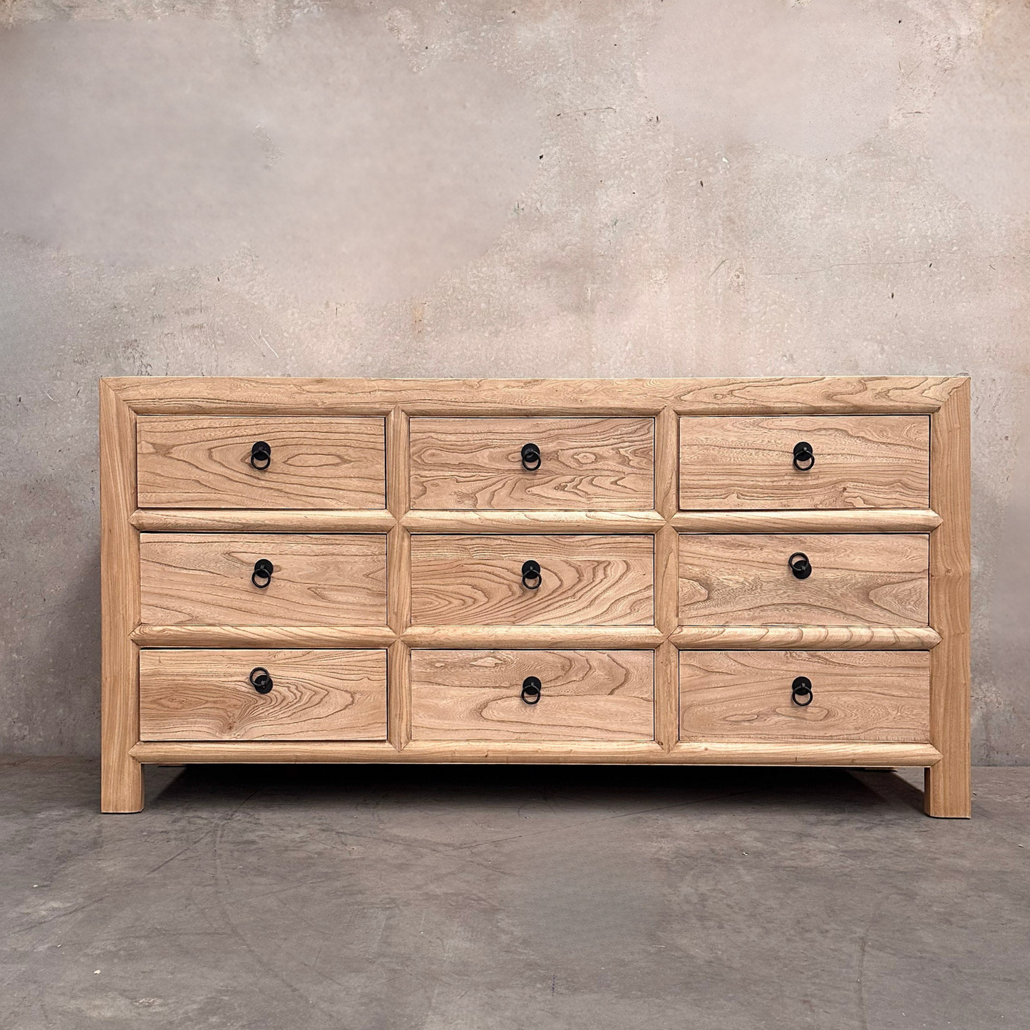 Linear 9 Drawer Chest Cabinet | Natural | 180 cm