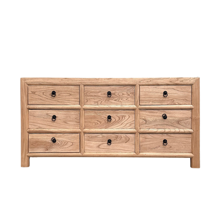 Linear 9 Drawer Chest Cabinet | Natural | 180 cm