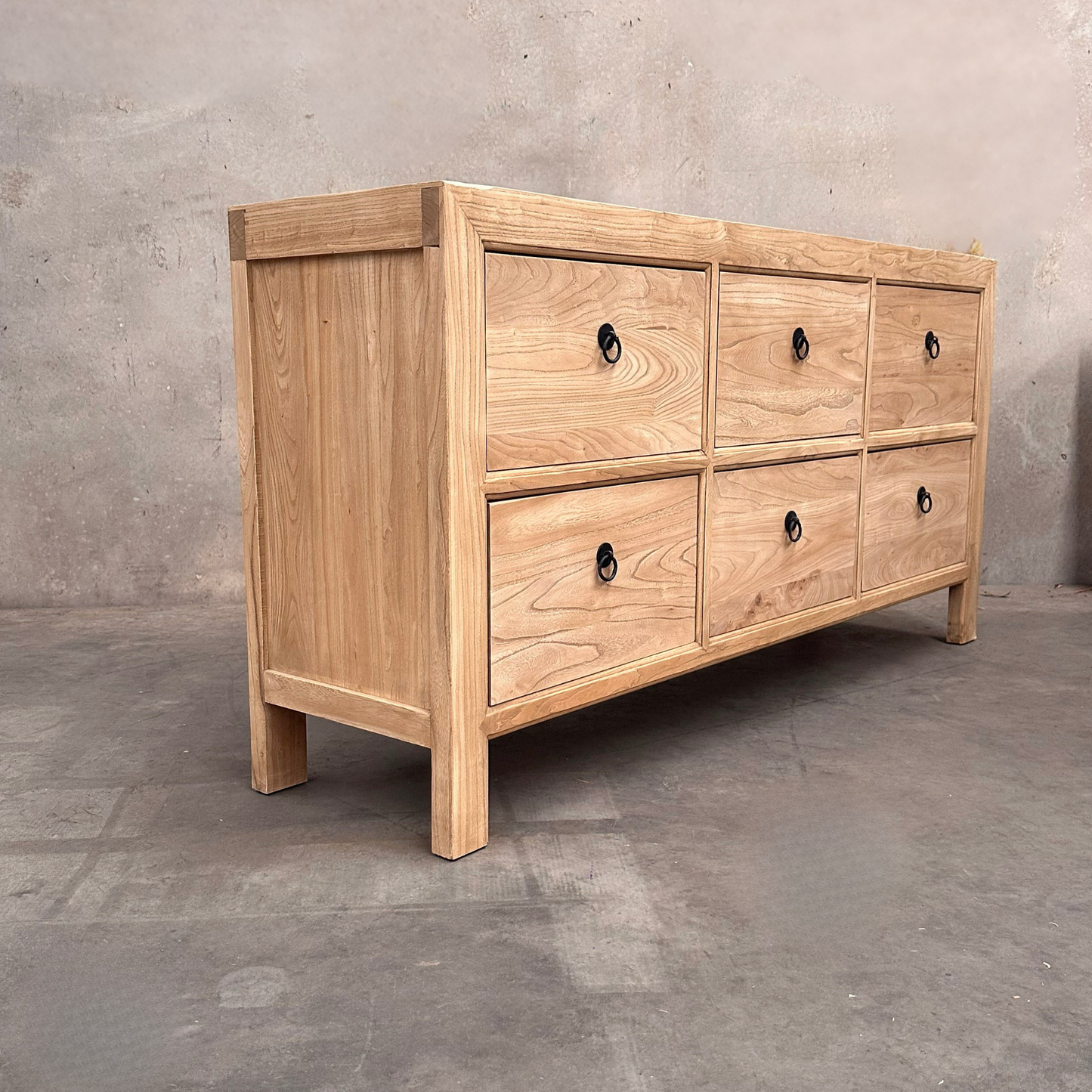 Linear 6 Drawer Chest Cabinet | Natural | 180 cm