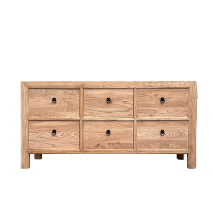 Linear 6 Drawer Chest Cabinet | Natural | 180 cm