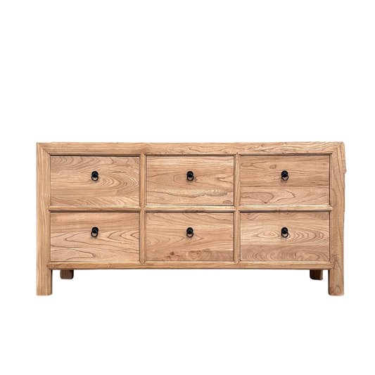 Linear 6 Drawer Chest Cabinet | Natural | 180 cm