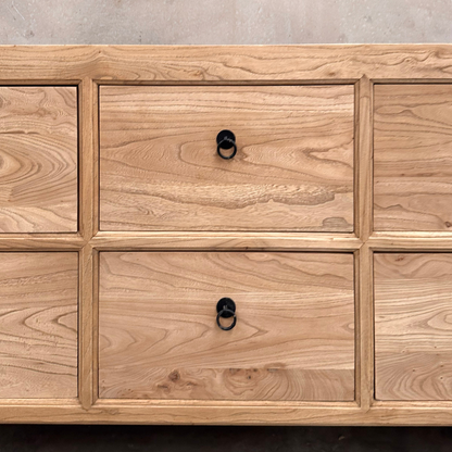 Linear 6 Drawer Chest Cabinet | Natural | 180 cm